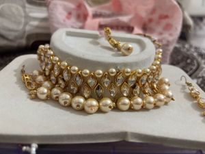 Elegant Pearl & Crystal Choker Set