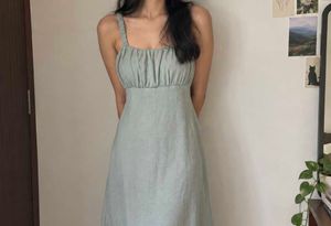 Brandnew Light Beige Spaghetti Strap Dress size(L