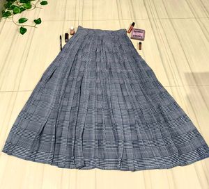 Y2K Plaid Pleated Maxi Skirt