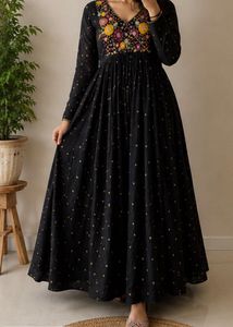 Elegant Black Embroidered Maxi Dress