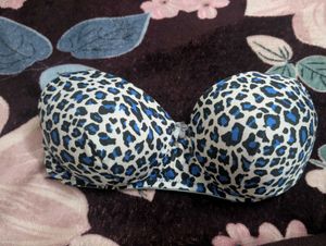 Blue leopard printed bra
