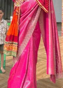 Vibrant Pink Silk Saree