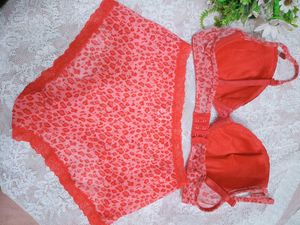 Coral Leopard Lingerie Set