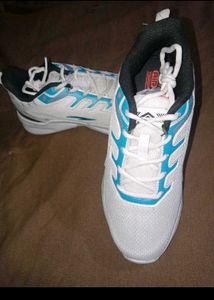 New White &amp; Teal Athletic Running Shoes