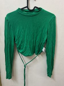 Green Colour Backless Fullsleves Top