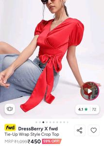 Red Wrap Tie-Up Top ♥️🎀