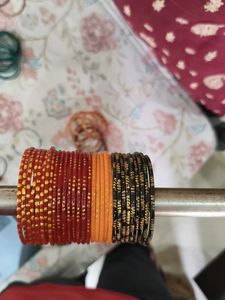 Assorted Color Glass Bangles Set