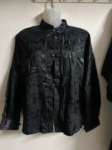 Black Brocade Mandarin Collar Kurta
