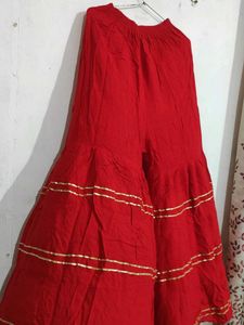 Red Palazzos with Gold Detail