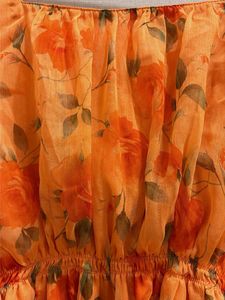 Orange Floral Puff Sleeve Top