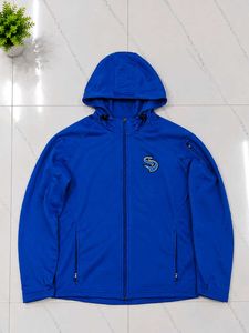 Blue Hooded Zip-Up Jacket
