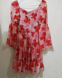 Flowy Pink Floral Mini Dress