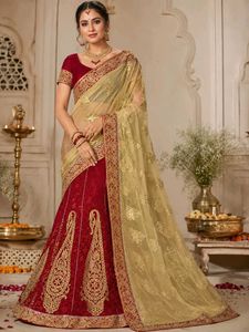 Heavy embroidered net saree