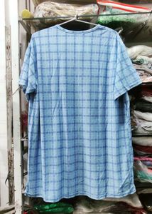 Blue Checked Henley Top