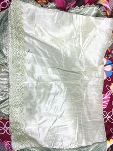 Beautiful Green Saree with Lace Border