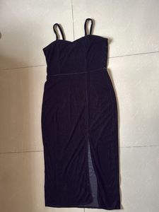 Velvet Spaghetti Strap Dress with Slit