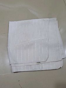 Elegant White Dupatta with Silver Stripes