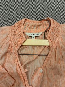 Chic Peach V-Neck Blouse