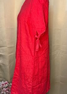 Chic Red Linen Blend Mini Dress