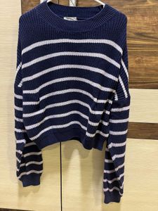 Sriped Blue Knit Sweater