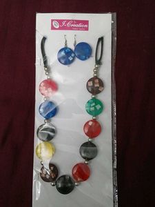Multicolor Resin Necklace Set (Adjustable)