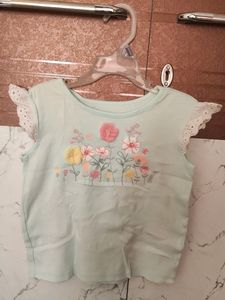 2 nos.Girls' T-shirt (White & Mint green)