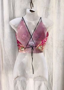 610. Sparkling Halter Neck Crop Top