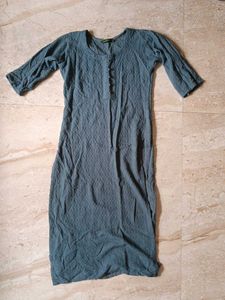 Blue Textured Cotton Kurta