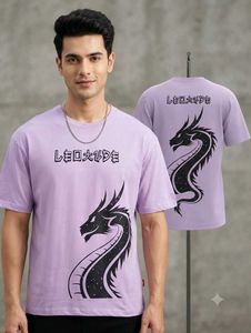 Men's Dragon Graphic Lavender T-Shirt