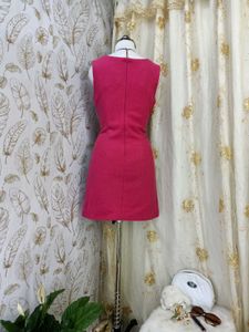 Chic Pink Sleeveless Dress with Black Lace Top