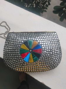 Embellished Clutch Bag with Ethnic Design