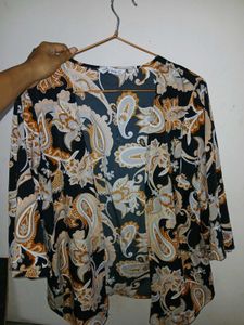 Stylish Paisley Print Open Front Cardigan