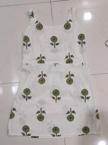 White short Kurti with Floral Print