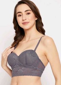 Clovia Balconette Bralette in Dark Grey