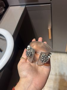 Unique Oxidized Silver &amp; Gold Tone Cuff Bracelet