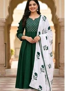 Royal Bottle Green Designer Anarkali Set 🫠😻