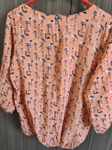Peach Flamingo Print Top