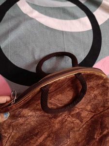 Brown Textured Handbag