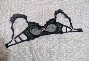 Sheer Black Lace bra with two briefs