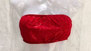 Sparkly Red Bandeau Blouse