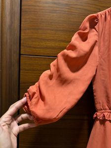 Stylish Orange Ruffle Maxi Dress