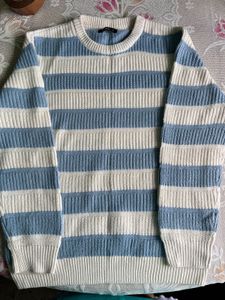 Blue &amp; White Striped Knit Sweater