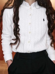 Ralph Lauren Polo White Cable Knit Cardigan