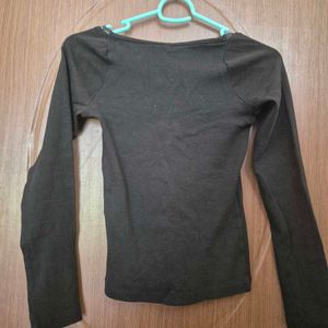 Black Long Sleeve Coquette Top with Lace Tr