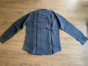 Men's Long Sleeve Band Collar Linen Shirt