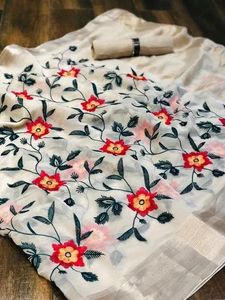 Elegant Embroidered Floral Saree