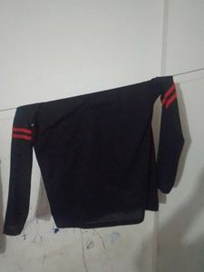 Black Long Sleeve Top with Red Stripes