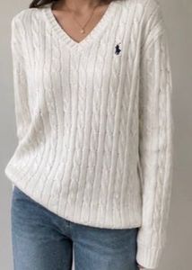 Polo Ralph Lauren Cable Knit Cotton V neck sweater