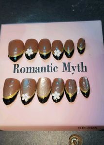 Brown & Gold French Tip Press-On Nails
