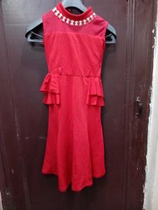 red embellishments dress